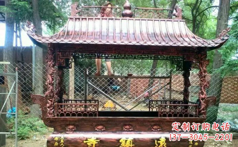 苏州方形寺庙香炉铜雕 (4)