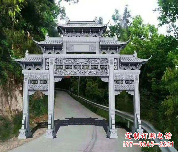 苏州仿古三门牌坊石雕