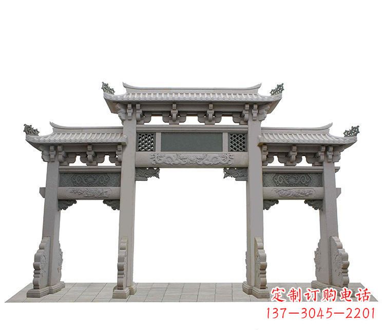 苏州精美仿古三门牌坊石雕