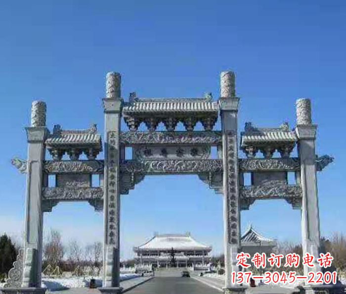 苏州领雕仿古三门石牌坊