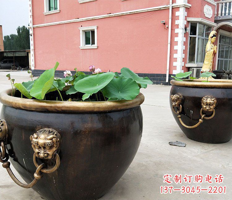 苏州精美铜雕狮子头水缸