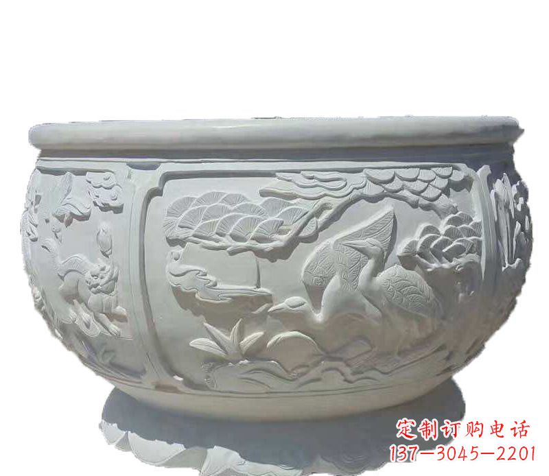 苏州精美仿古鱼缸石雕花盆雕塑