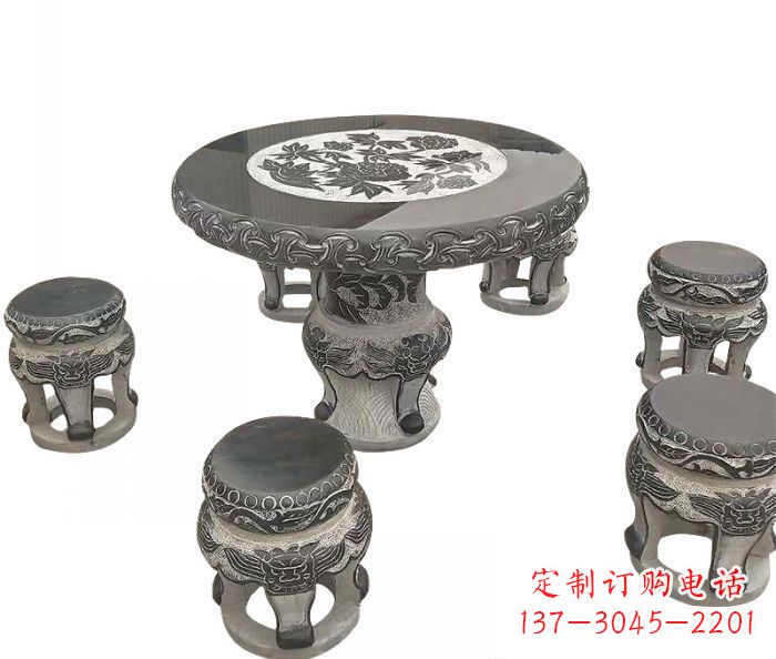 苏州仿古圆形石桌凳