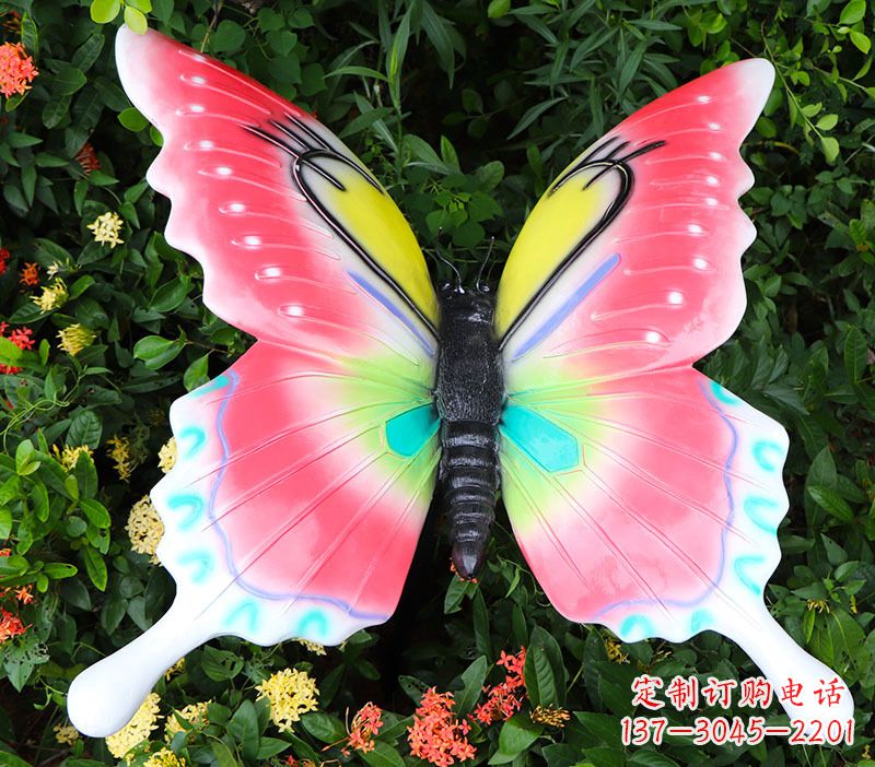 苏州仿真蝴蝶摆件花园园林彩绘动物树脂雕塑