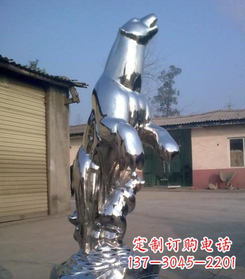 苏州公园不锈钢抽象北极熊动物雕塑