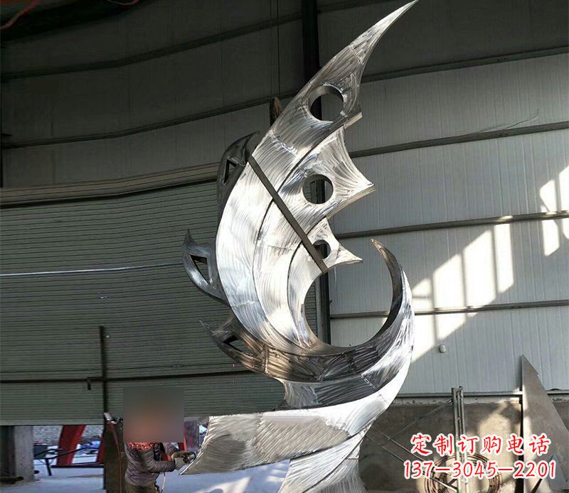 苏州公园不锈钢抽象凤凰景观雕塑 (3)