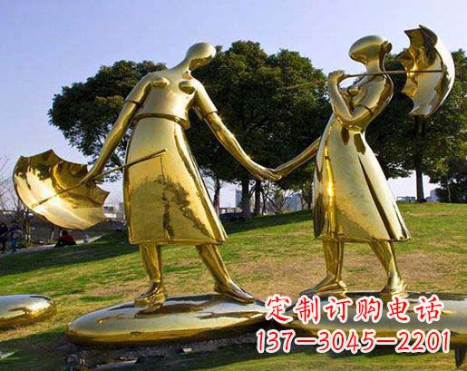 苏州长伴相守,情缘两生——不锈钢抽象情侣雕塑