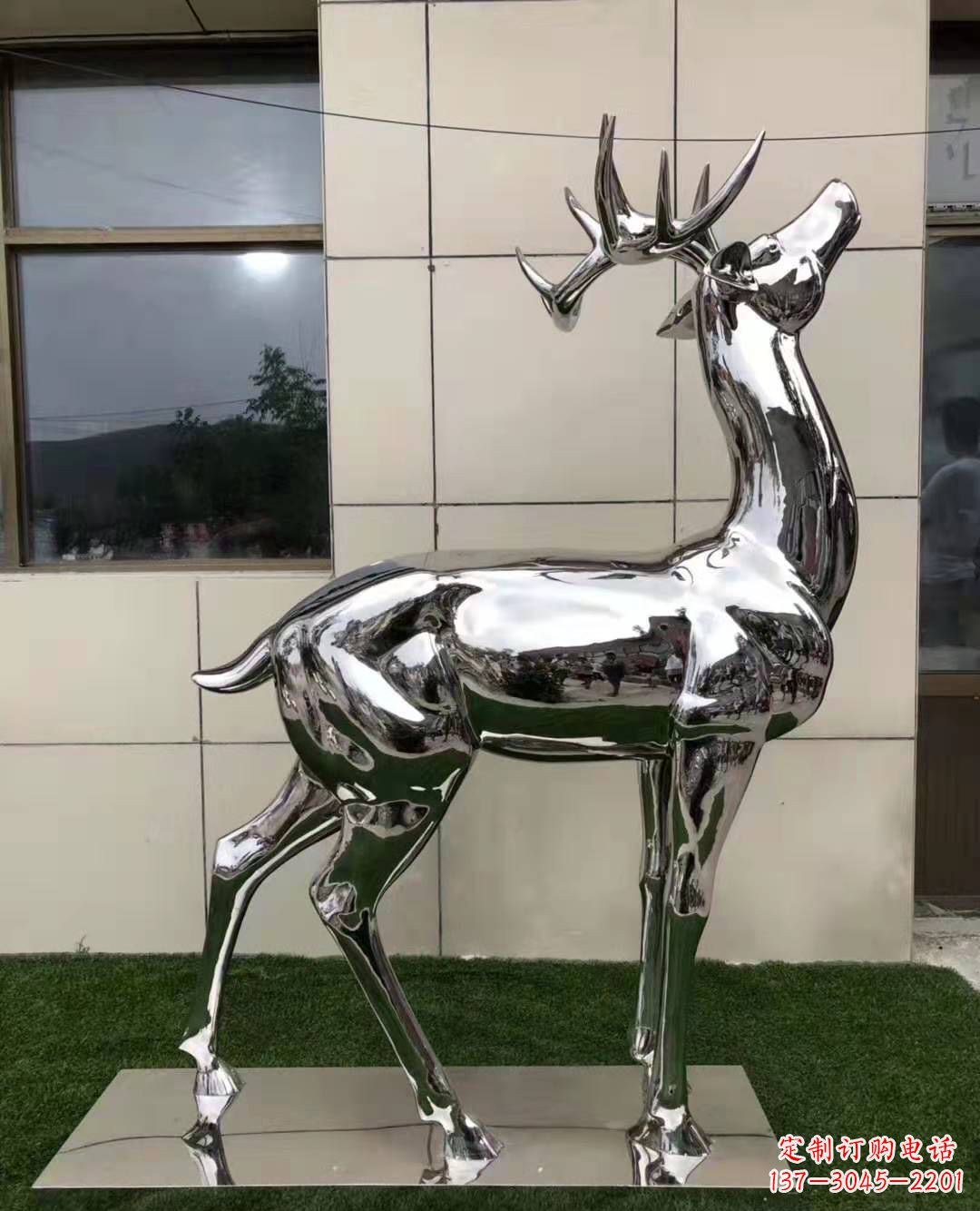 苏州不锈钢艺术品精美梅花鹿雕塑