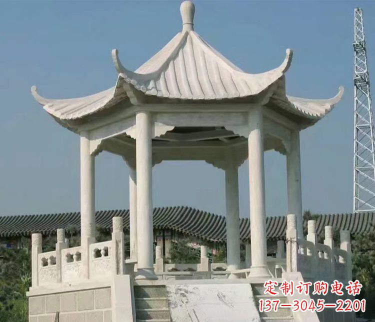 苏州极具视觉冲击力的大理石六角石凉亭雕塑