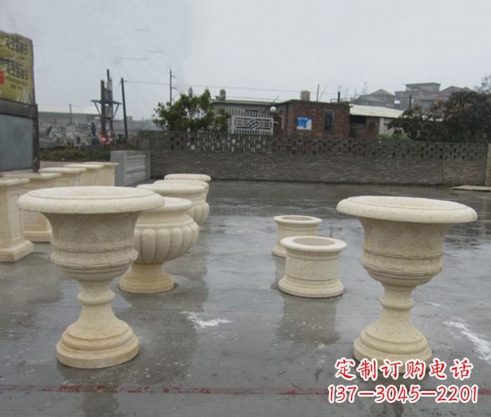 苏州完美绽放——大理石花盆石雕