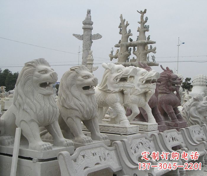 苏州新中式金色狮子雕塑