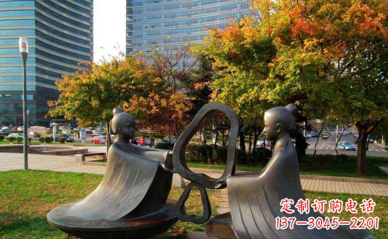 苏州公园孔融让梨景观铜雕 (2)