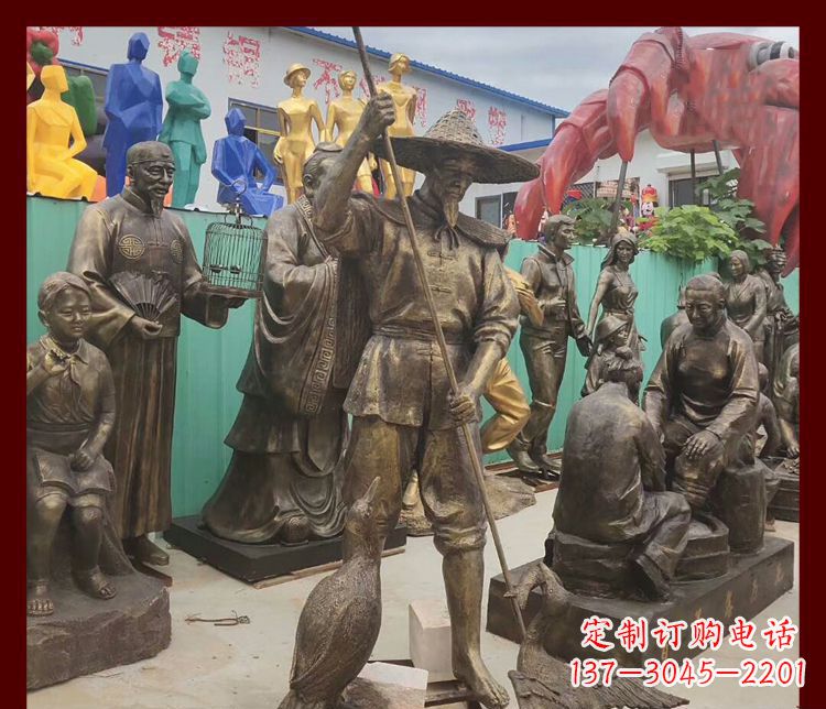 苏州新中式鸬鹚铜雕塑