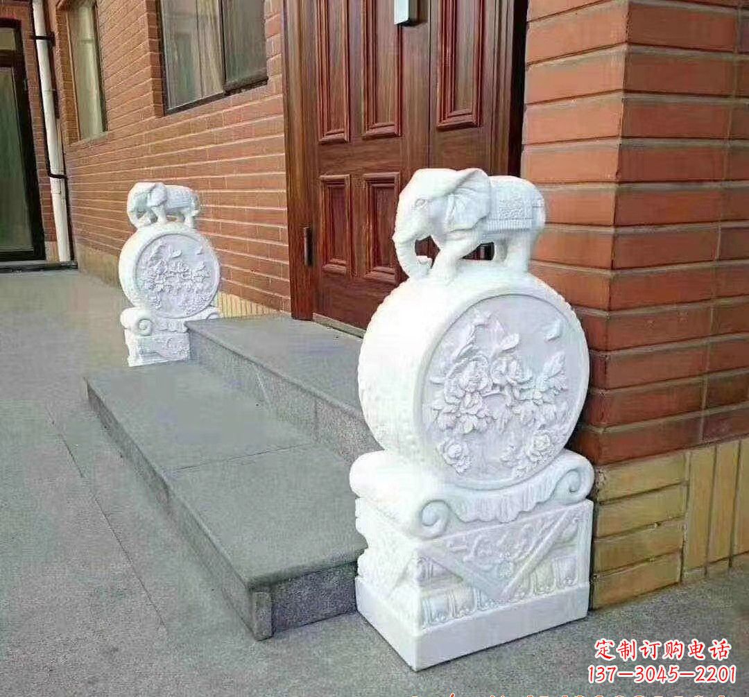 苏州汉白玉大象门墩石雕