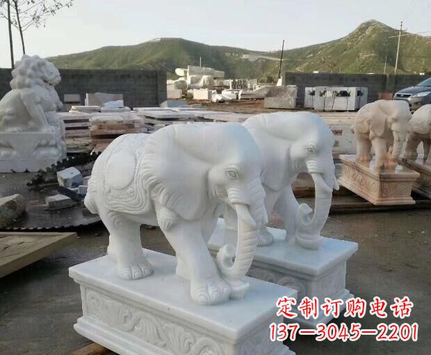苏州高雅大气的汉白玉吉祥大象门口雕塑