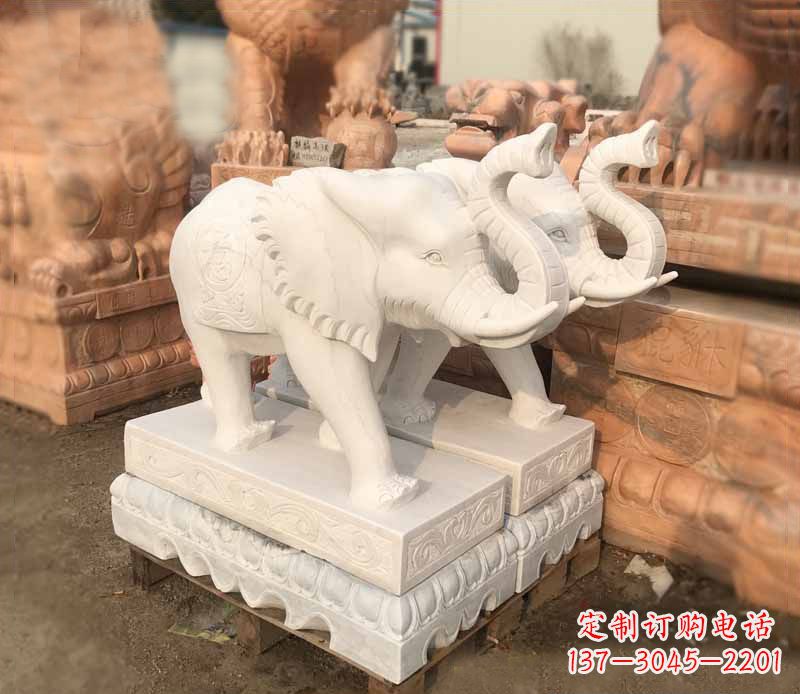 苏州汉白玉吉祥如意大象门口镇宅招财石雕