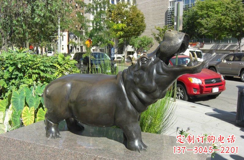 苏州街边河马铜雕