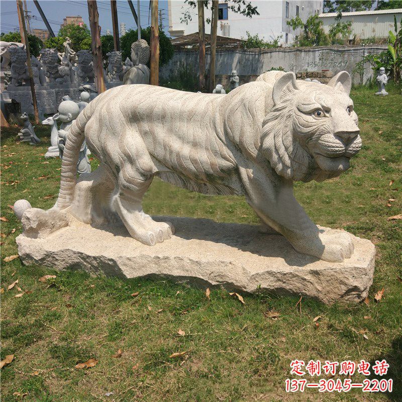 苏州老虎石雕花岗岩雕塑-公园草丛动物摆件