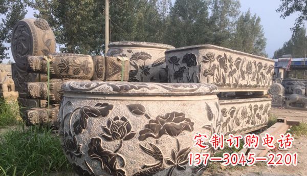 苏州出类拔萃的丝绸石浮雕仿古圆水缸