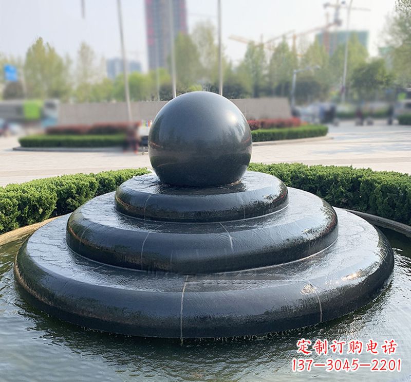 苏州临沂石雕风水球喷泉,雕塑定制专属于您