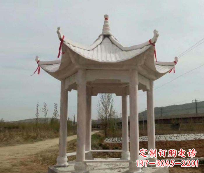 苏州六角石雕凉亭 (2)