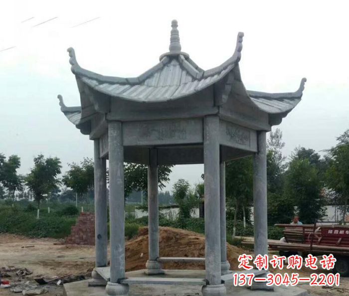 苏州六角石雕凉亭 (4)