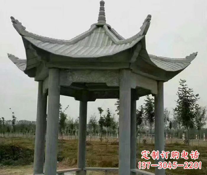 苏州六角石雕凉亭 (3)