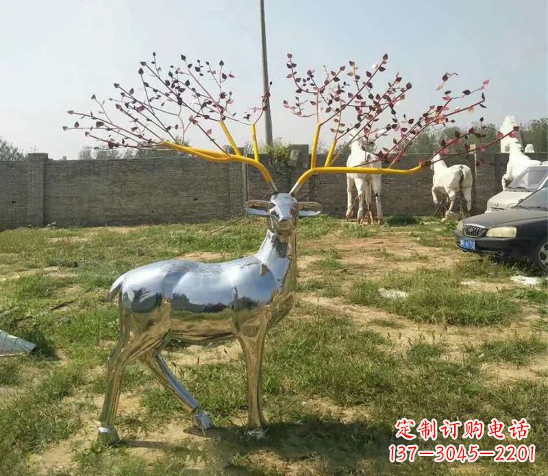 苏州梅花鹿镜面不锈钢雕塑