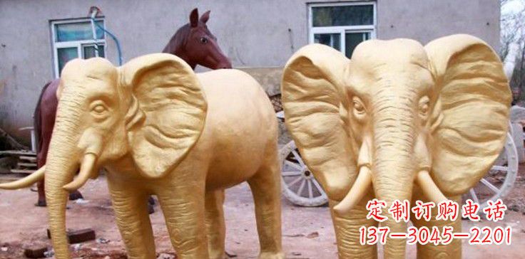 苏州漆金巨型大象雕塑，由中领雕塑厂家定制制作…