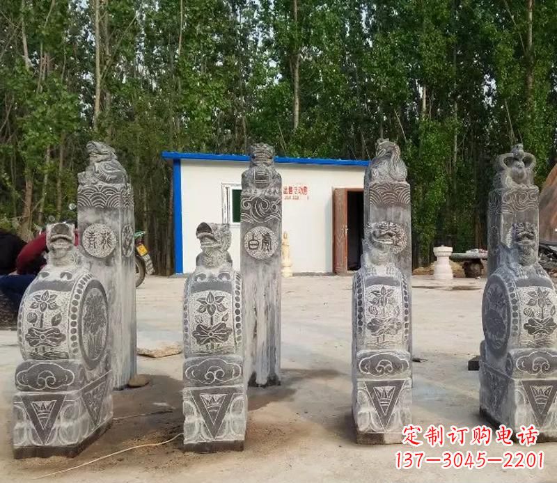 苏州青石抱鼓石门墩雕塑