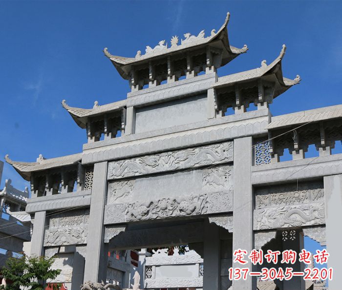 苏州三门道路牌坊石雕 (2)