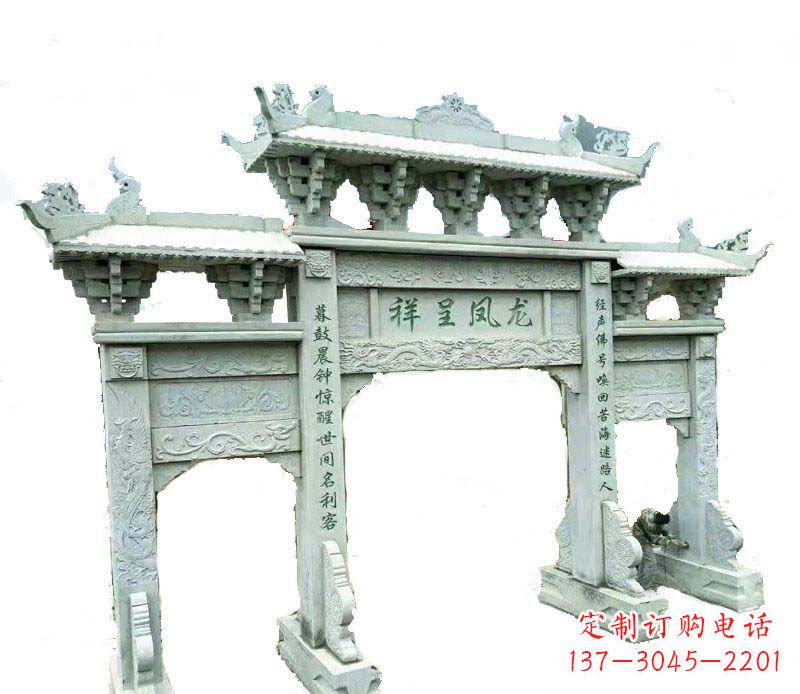 苏州中领雕塑:三门牌坊石雕