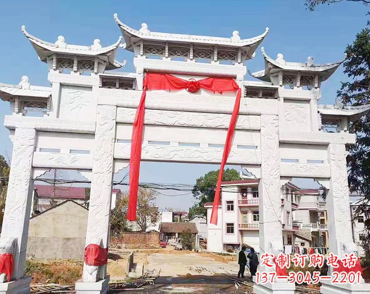 苏州三门三楼石雕牌坊:专业定制牌坊雕塑