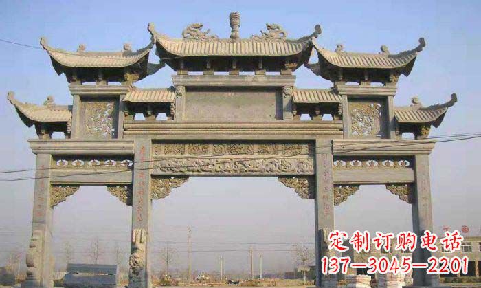 苏州特色街角石雕牌坊精致典雅的装点