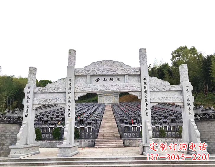 苏州精致雕刻的三门石牌坊雕塑