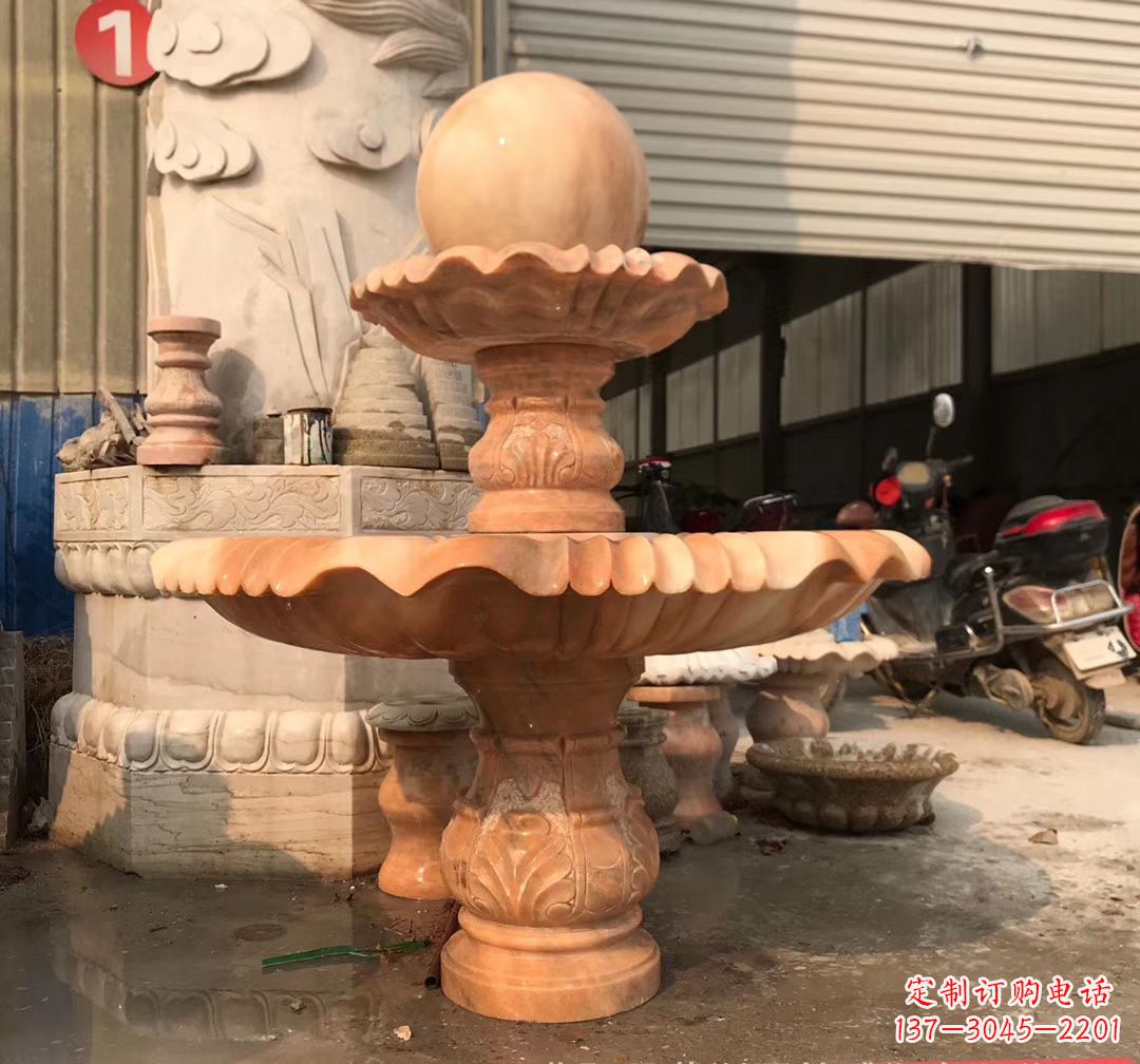 苏州石雕流水龙头喷泉风水球