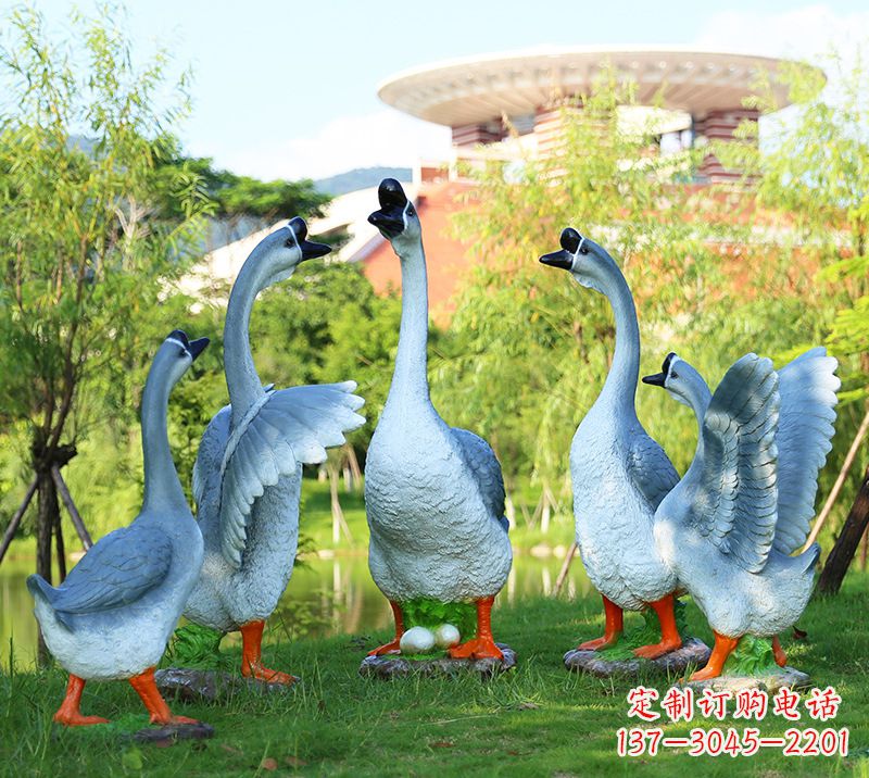 苏州树脂工艺品玻璃钢雕塑商场美陈户外园林景观装饰品仿真动物鹅摆件