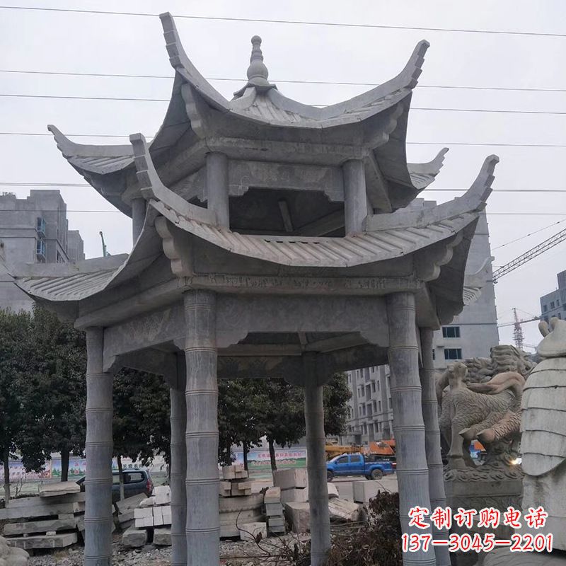 苏州双层八角石雕凉亭