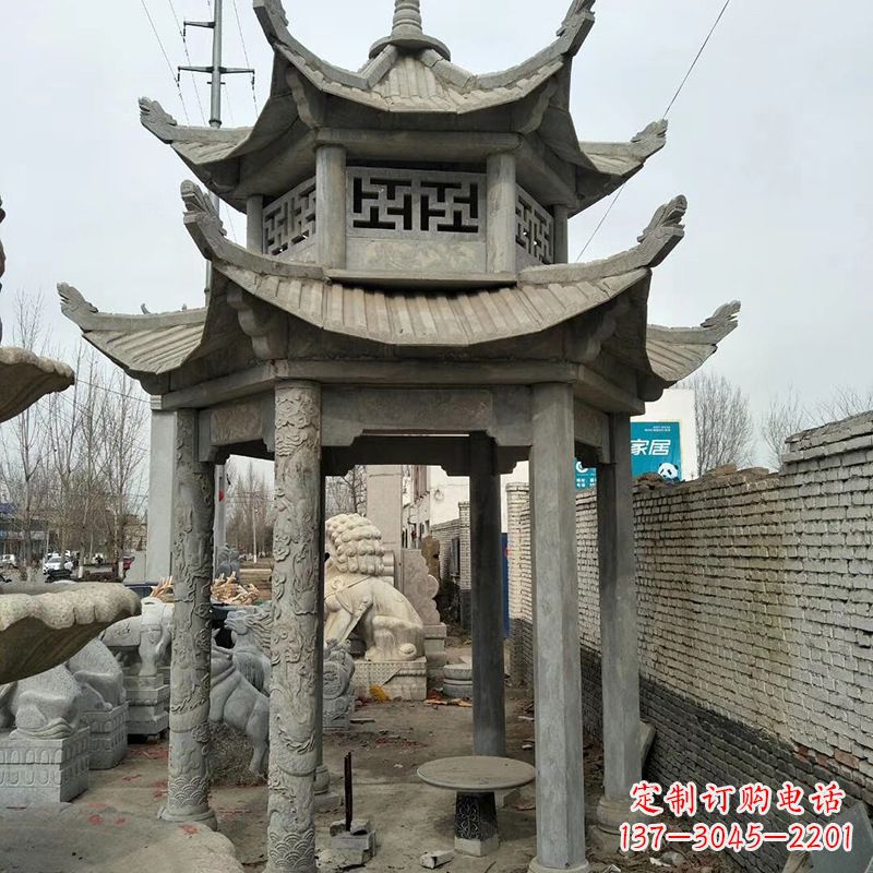 苏州双层大理石凉亭雕塑