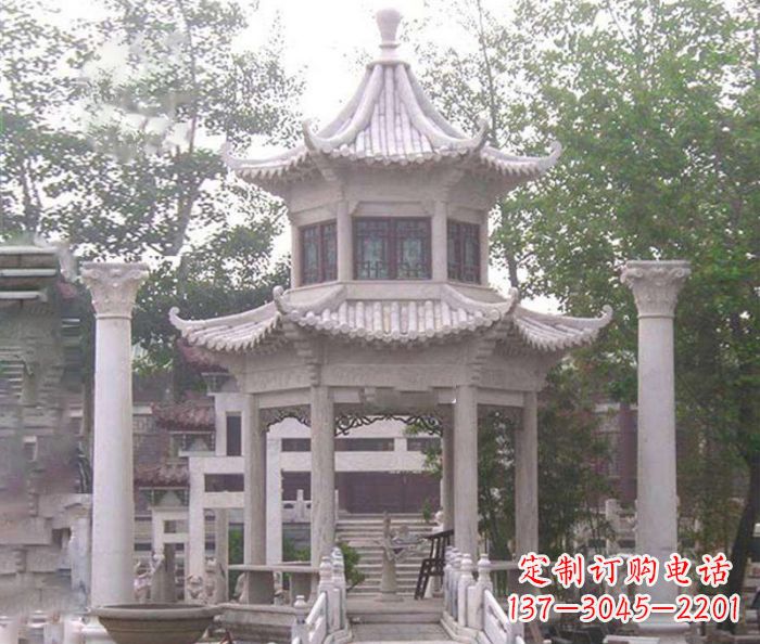 苏州双层仿古凉亭石雕 (3)