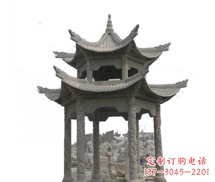 苏州双层仿古石雕凉亭 (2)