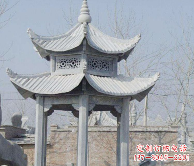 苏州双层仿古六角凉亭石雕