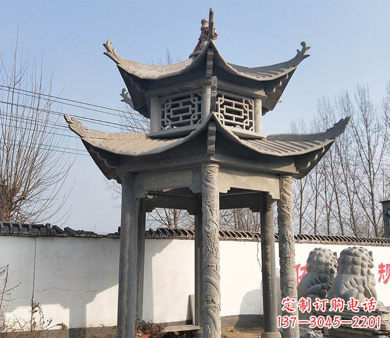 苏州双层户外凉亭石雕 (2)