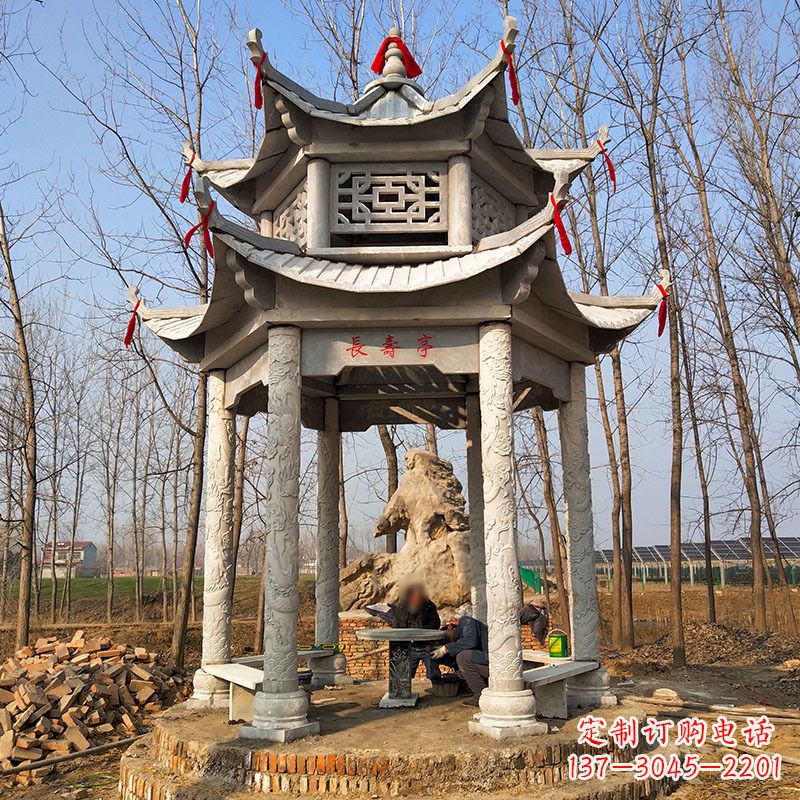 苏州双层六角石凉亭