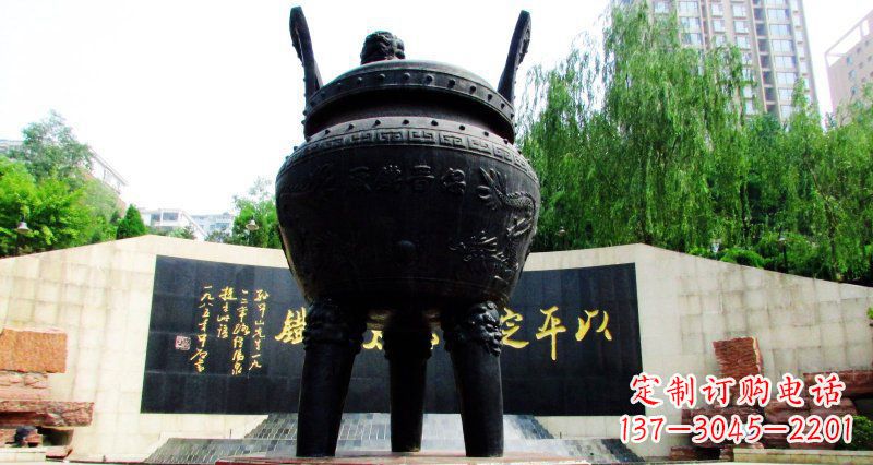 苏州双龙戏珠广场香炉铜雕景观雕塑
