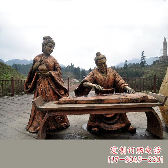 苏州司马相如与卓文君铜雕塑像-城市广场历史名人情景雕塑