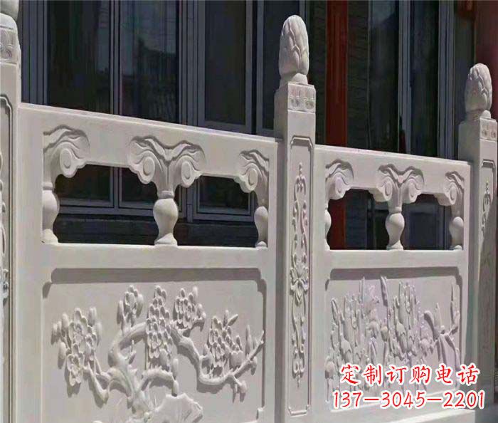 苏州寺庙景观汉白玉石浮雕栏板 (2)