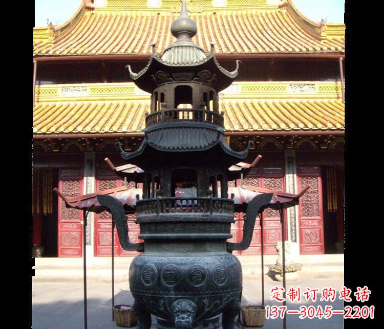 苏州寺庙景观香炉铜雕