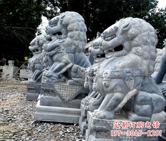 苏州寺庙青石狮子石雕 (2)