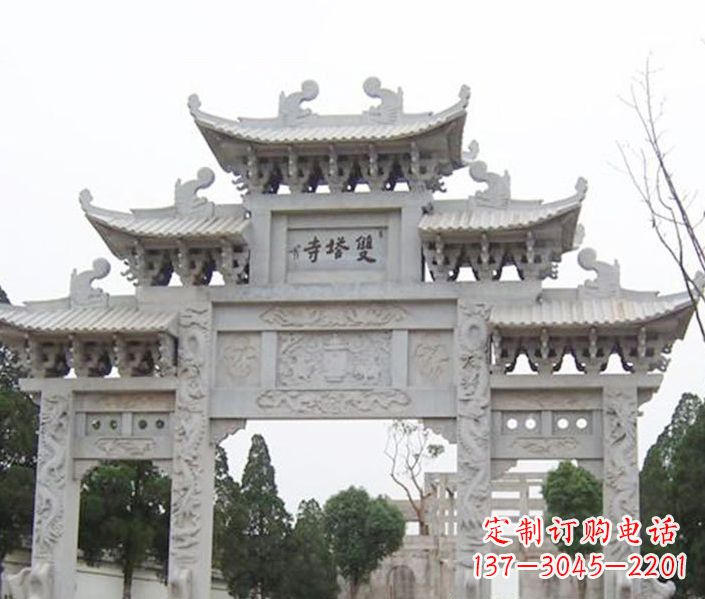 苏州寺庙三门牌坊石雕 (2)